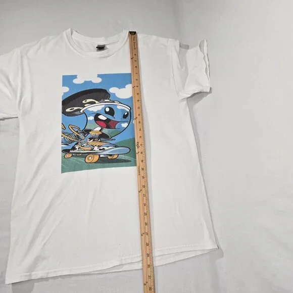 RARE Vintage 90's GILDAN Y2K Ice Cream Carton Skateboard WHITE T-Shirt Size L. - Picture 16 of 17